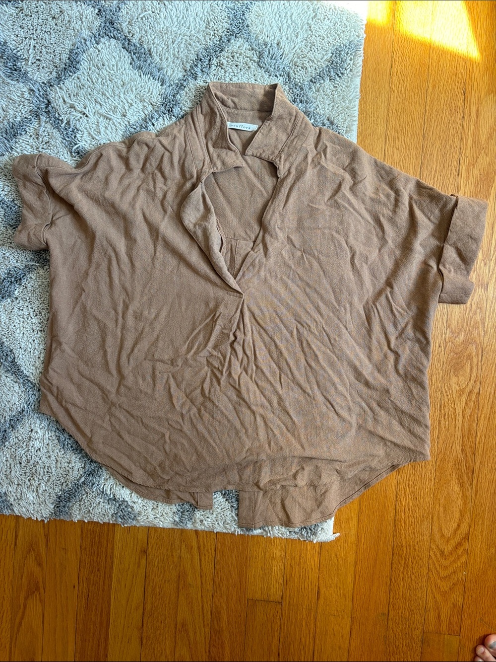 Neuflora boxy fit collar linen blend shirt